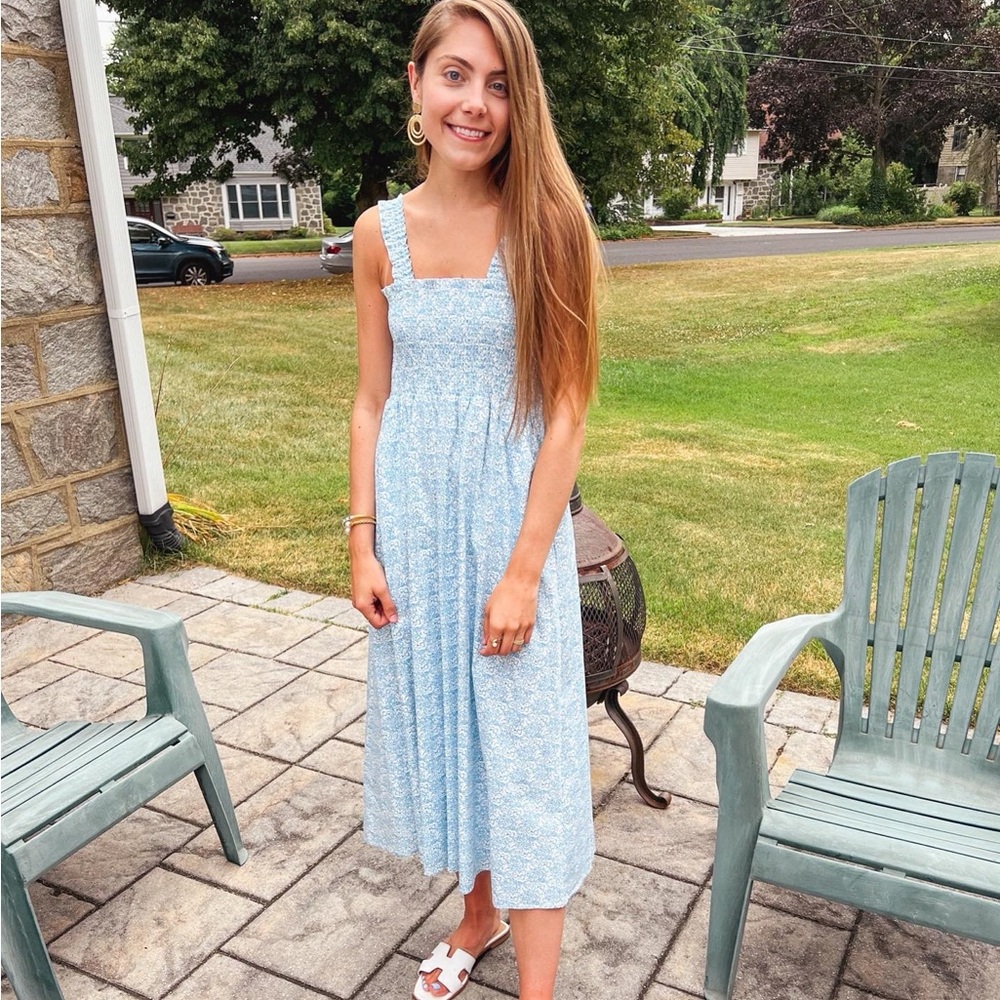 Aqua smocked maxi dress